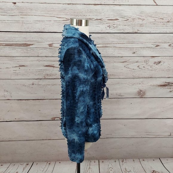 Isle Apparel Fringed Blazer Jacket Blue S - Picture 2 of 11